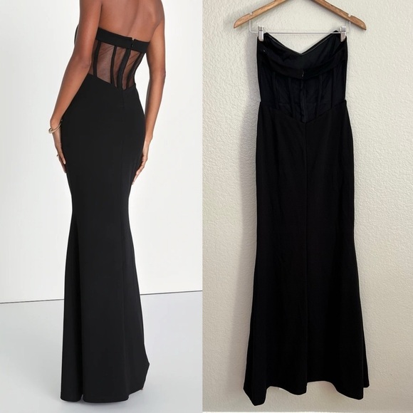 NWOT Iconic Arrival Black Strapless Bustier Mermaid Maxi Dress - Picture 3 of 9